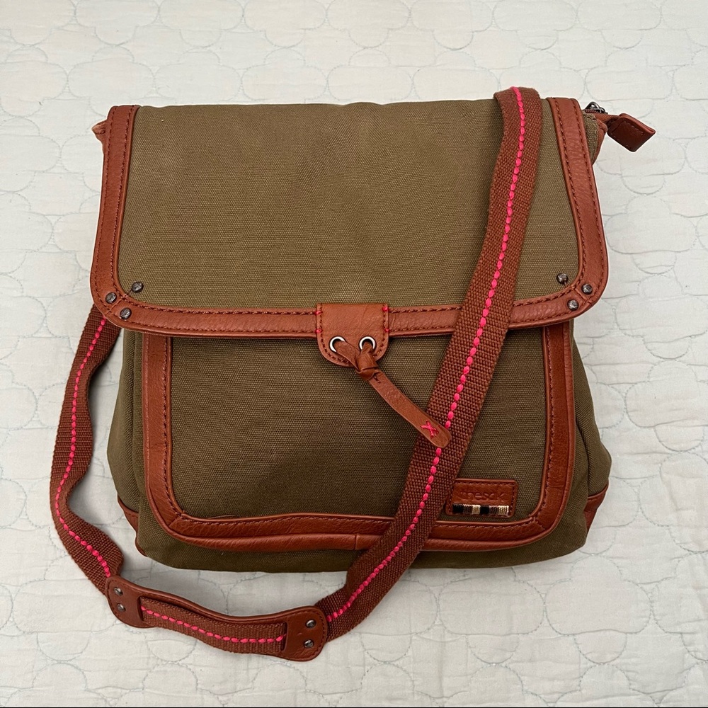 The Sak Women’s Olive & Brown Ventura Convertible Messenger/Crossbody/Backpack